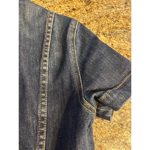 *Gorgeous* ALICE AND OLIVIA Wide Flare Leg Fitted Denim Zip Jumpsuit Size 25 - Picture 11 of 15